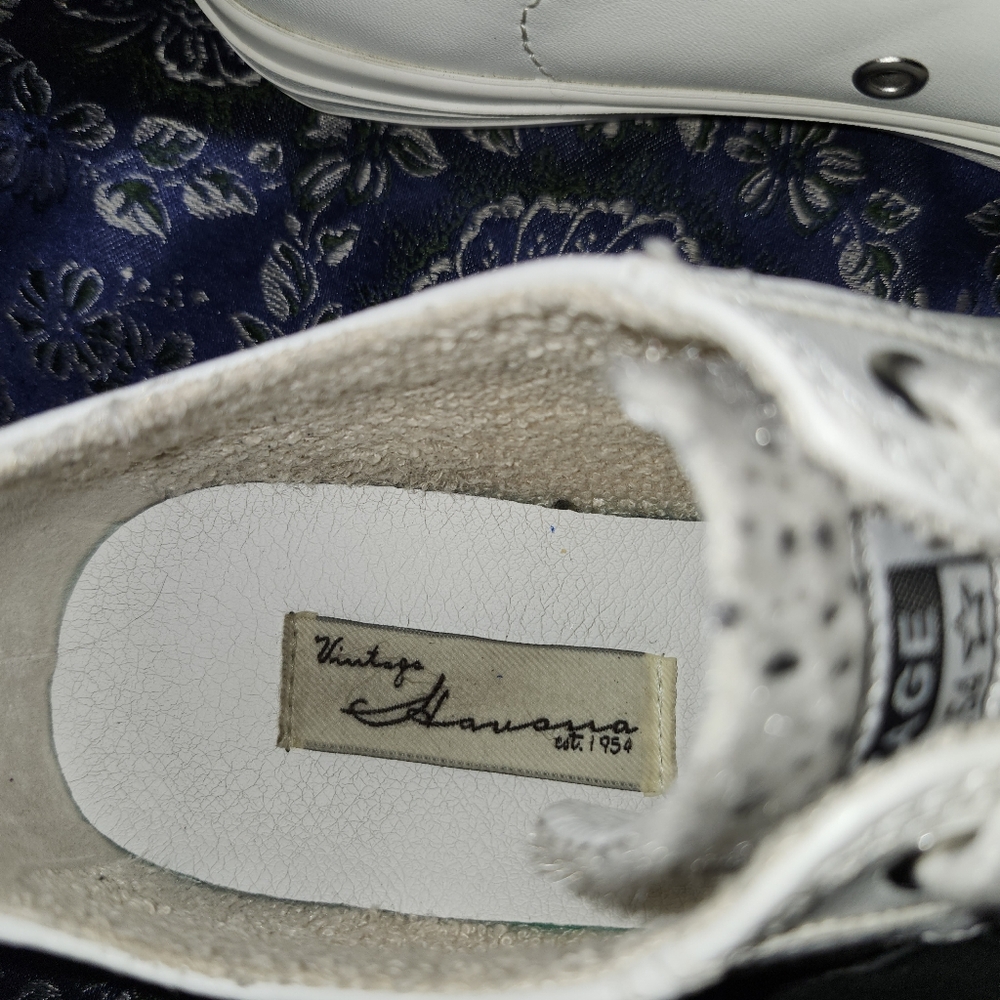 Vintage Havana White Sneakers Black Star Cheetah Print Lace Up - Picture 4 of 6